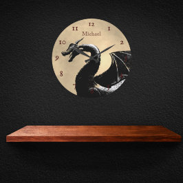 Personlig Moonlit Dragon Round Clock Stor Klocka