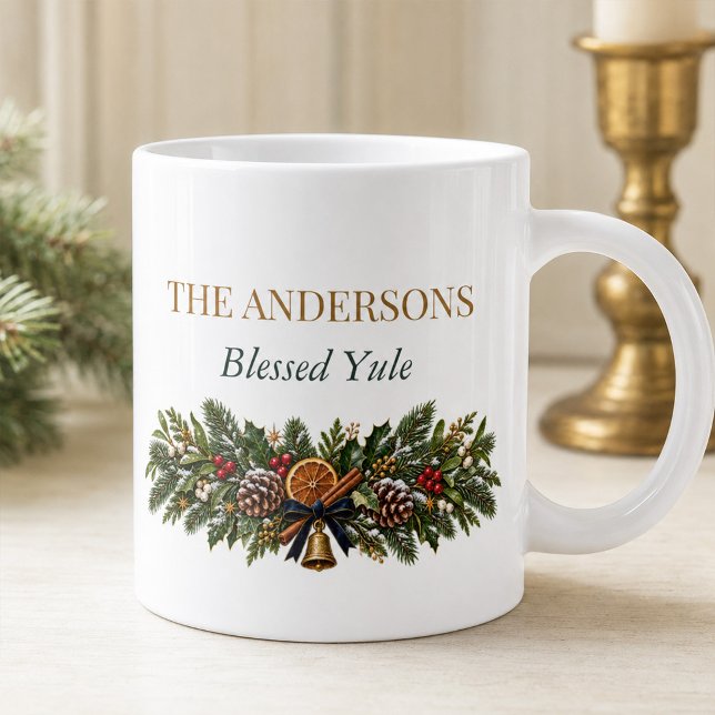 Personlig Moonlit Yule Vinter Solstånds Kopp Jumbo Mugg (Personalized Moonlit Yule Winter Solstice Mug)