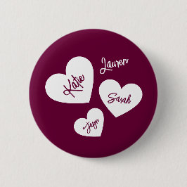 Personlig Mor Hearts Burgundy Knapp