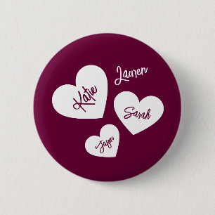 Personlig Mor Hearts Burgundy Knapp