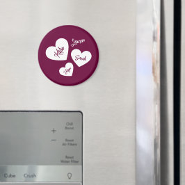 Personlig Mor Hearts Burgundy Magnet