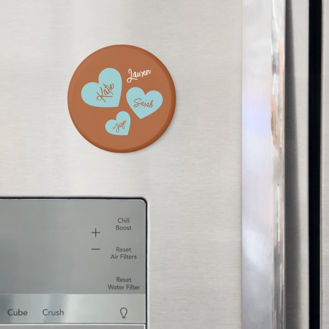 Personlig Mor Hearts Children's Namn Magnet (In Situ (Fridge))