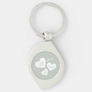 Personlig Mor Hearts Soft Grönt Blue Swirl Silverfärgad Nyckelring