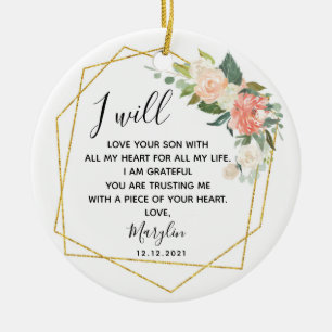 Personlig Mor i Groom Blommigt Gift Julgransprydnad Keramik