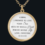 Personlig Mor i Groom Gift från Bride Guldpläterat Halsband<br><div class="desc">Vackra och klassiska gåvor till Mor i GROOM från Bride personlig med Mor i Grooms namn,  Brides namn och bröllop</div>
