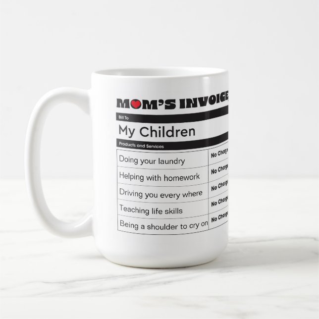 Personlig Mor Invoice - Family Photos Kaffemugg (Vänster)
