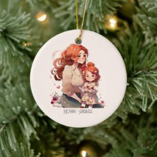 Personlig Mor och dotter Julgransprydnad Keramik