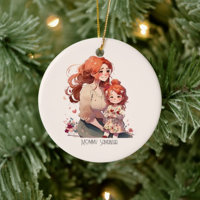 Personlig Mor och dotter Julgransprydnad Keramik (Träd)