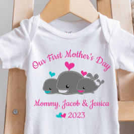 Personlig Mor vid Twillingar Baby bodydräkt T Shirt