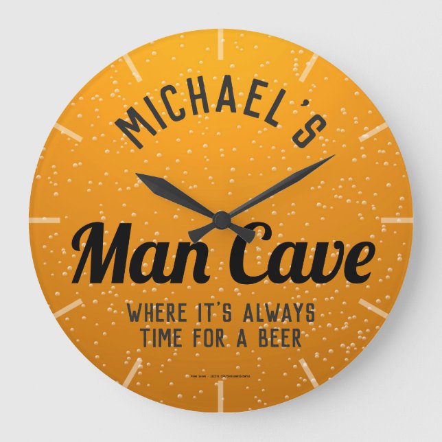 Personlig Mörk Beer Man Cave Stor Klocka (Framsida)