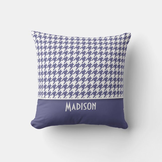 Personlig Mörk blått-Grått Houndstooth Kudde (Framsida)