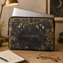Personlig mörk botanisk häxliknande laptopsleeve