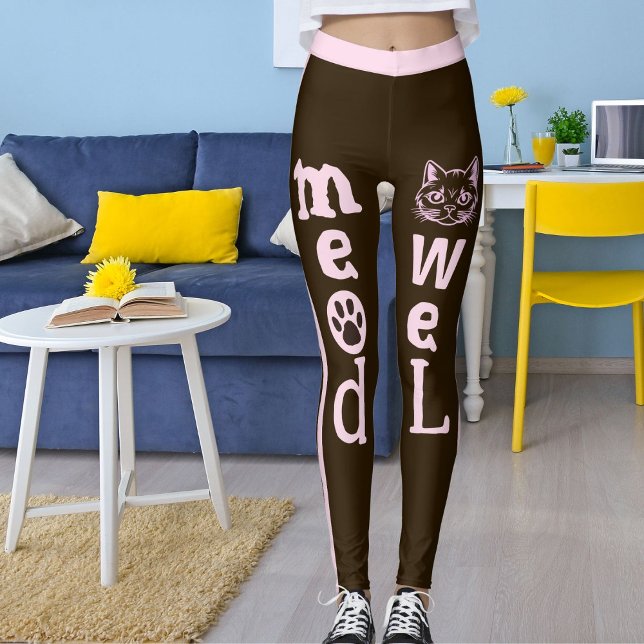 Personlig Mörk Brown Rosa Rand Pet Cat Leggings (Skapare uppladdad)