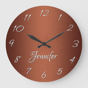 Personlig Mörk Brushed Copper Ombre Stor Klocka