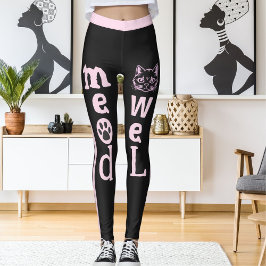 Personlig Mörk Grått Ljust rosa Rand Pet Cat Leggings