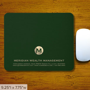 Personlig Mörk grönt Guld Business Monogram Musmatta