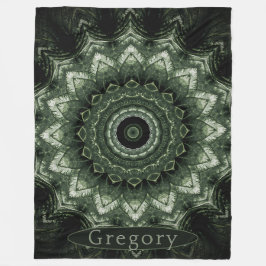 Personlig Mörk grönt Hosta Mandala Fleecefilt