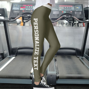 Personlig mörk olivgrön varm neutral för kattälska leggings
