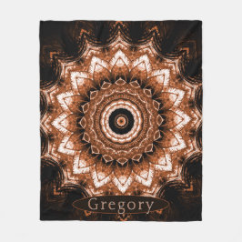 Personlig Mörk Orange Hosta Mandala Fleecefilt