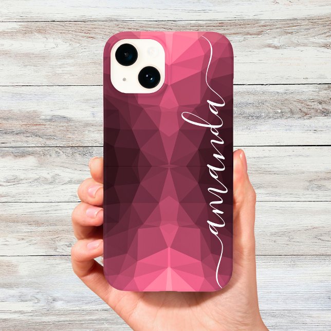 Personlig Mörk Rosa Geometric Mönster (Personalized Dark Pink Geometric Pattern Case-Mate iPhone Case)