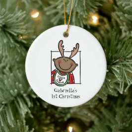 Personlig Mörk Skin Tone Baby Ansikte Baby 1st Julgransprydnad Keramik