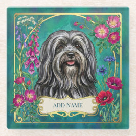 Personlig mörkgrå Lhasa Apso glasunderlägg