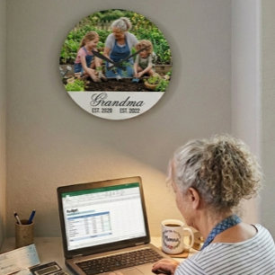 Personlig Mormor Etablerad Foto Minnessak Stor Klocka