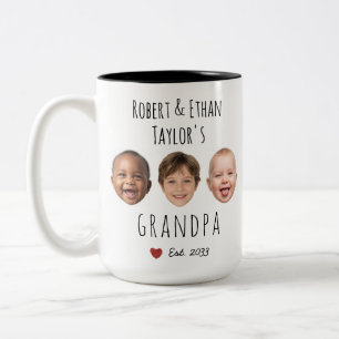 Personlig Mormor/Farmor med 3 Barns Ansikten & Nam Två-Tonad Mugg