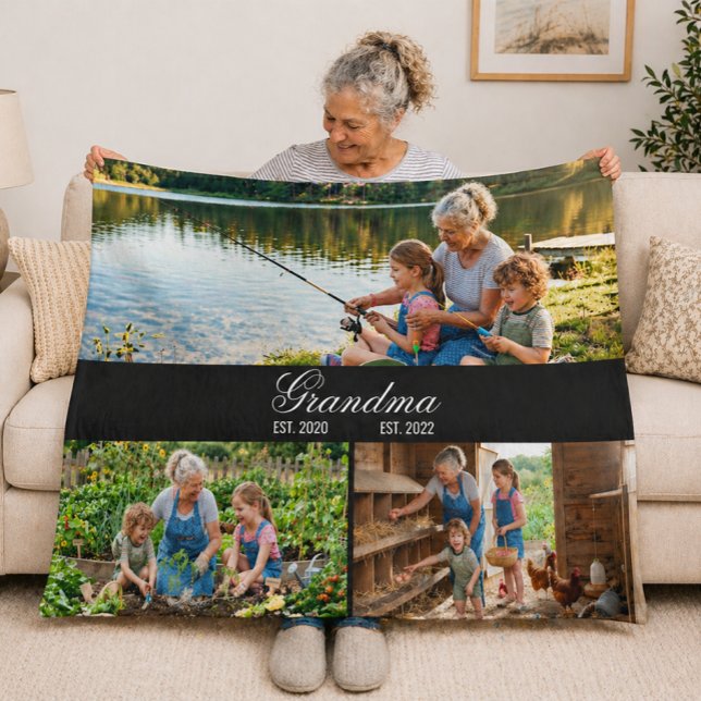 Personlig mormor fotokollagefilt fleecefilt (Personalized Grandma Photo Collage Blanket )