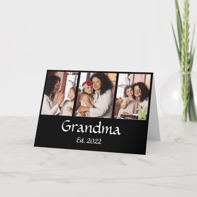 Personlig Mormor Grundad 3-Foto Collage Kort (Framsida)