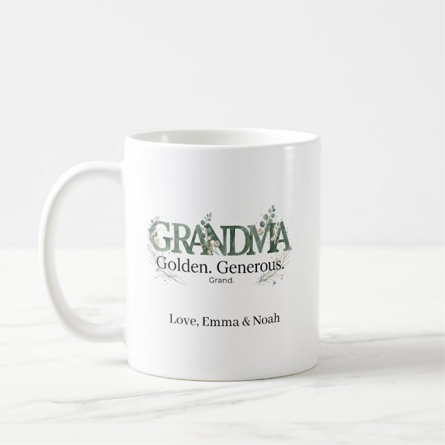 Personlig mormor Gyllene Generös Stor Citat Kaffemugg (Vänster)