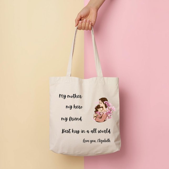 Personlig mormorsdagspresent Mamma Hugg Toteväska Tygkasse (Skapare uppladdad)