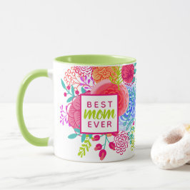 Personlig Mors dag Bästa Mamma någonsin, Blommigt Mugg