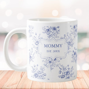 Personlig mors dag blå blommor blomster jumbo mugg