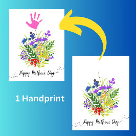 Personlig Mors dag blommigt 1 handavtryck Kort