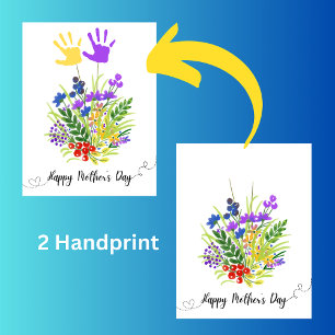 Personlig Mors dag blommigt 2-handavtryck Kort