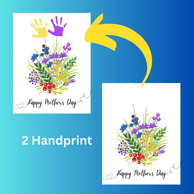 Personlig Mors dag blommigt 2-handavtryck Kort (Skapare uppladdad)