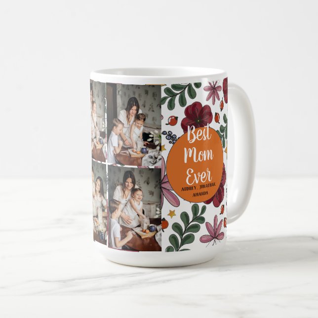 Personlig mors dag,blommigt för fotokollage kaffemugg (Framsida höger)