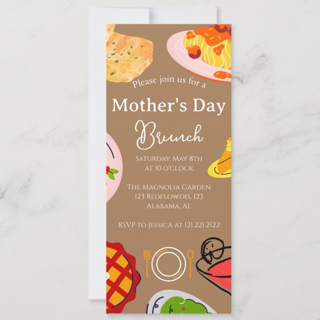 Personlig mors dag brunch | mat tema inbjudningar (Framsida)