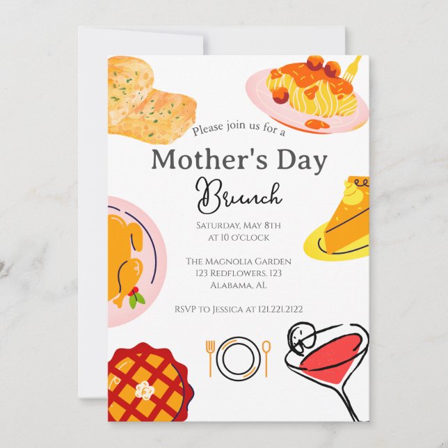 Personlig Mors dag Brunch | Matematiskt tema Inbjudningar (Framsida)