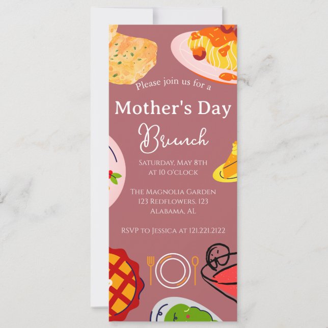 Personlig Mors dag Brunch | Matematiskt tema Inbjudningar (Framsida)