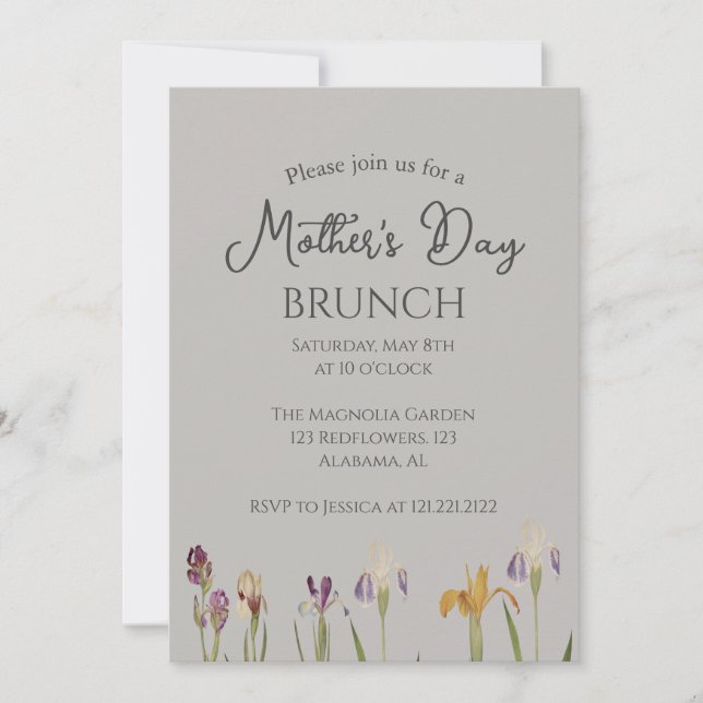 Personlig Mors dag Brunch | Tema för blommigt Inbjudningar (Framsida)