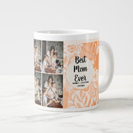 Personlig mors dag, fotocollage blomsterpresent jumbo mugg