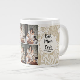 Personlig mors dag, fotokollage blomsterpresent jumbo mugg