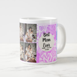 Personlig mors dag, fotokollage blomsterpresent jumbo mugg