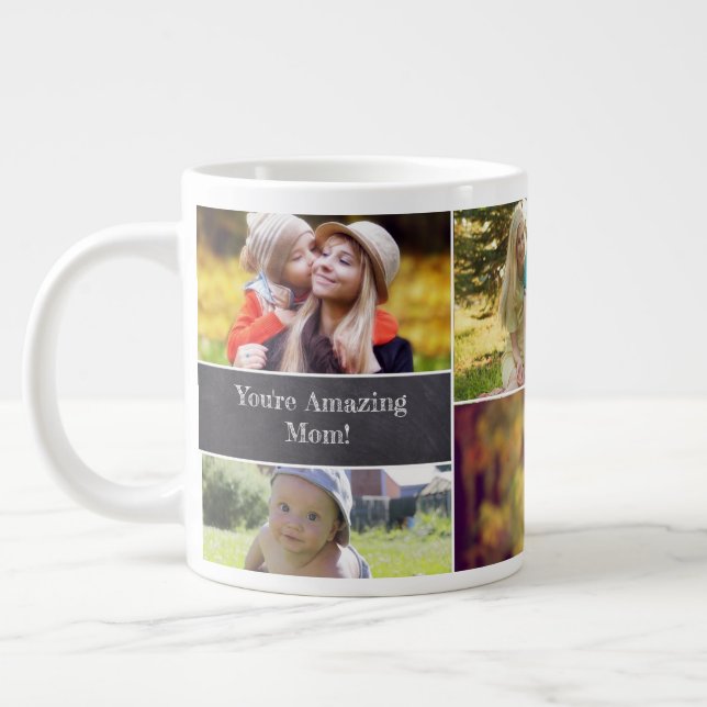 Personlig Mors dag Fotokollage Jumbo Mugg (Vänster)
