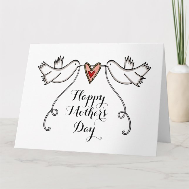 Personlig Mors Dag-kort med vita duvor Kort (Framsida)