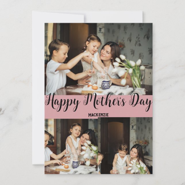 Personlig mors dag, tre foto collage gåva julkort (Framsida)