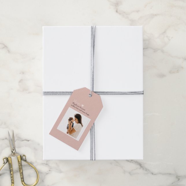 Personlig Mor's Day Gift Märkre med Photo Presentetikett (Med Snöre)