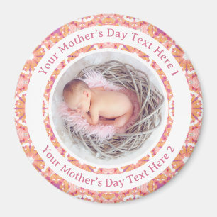 Personlig Mor's Day Peach Rosa Photo Gift Magnet